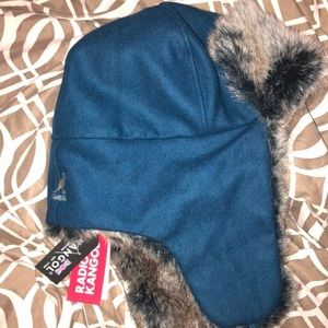 Teal kangol fur hat
